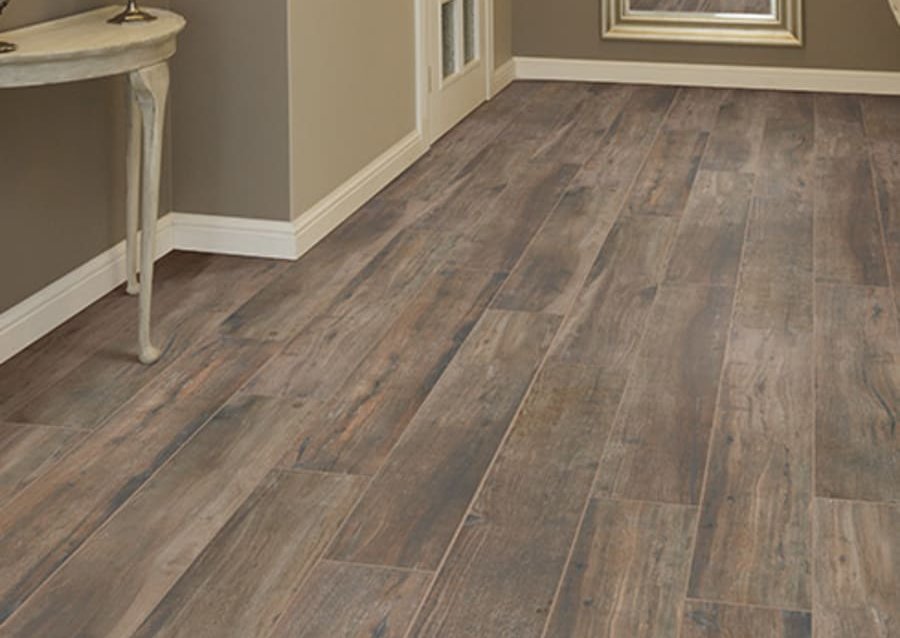 Entryway with wood look tile