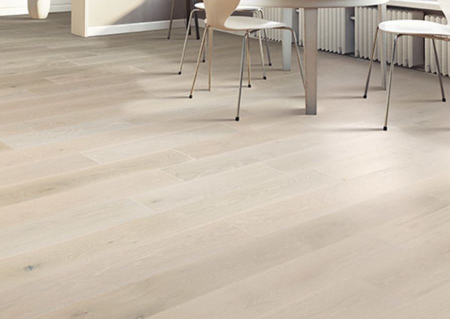 Dining area with engineered wood flooring