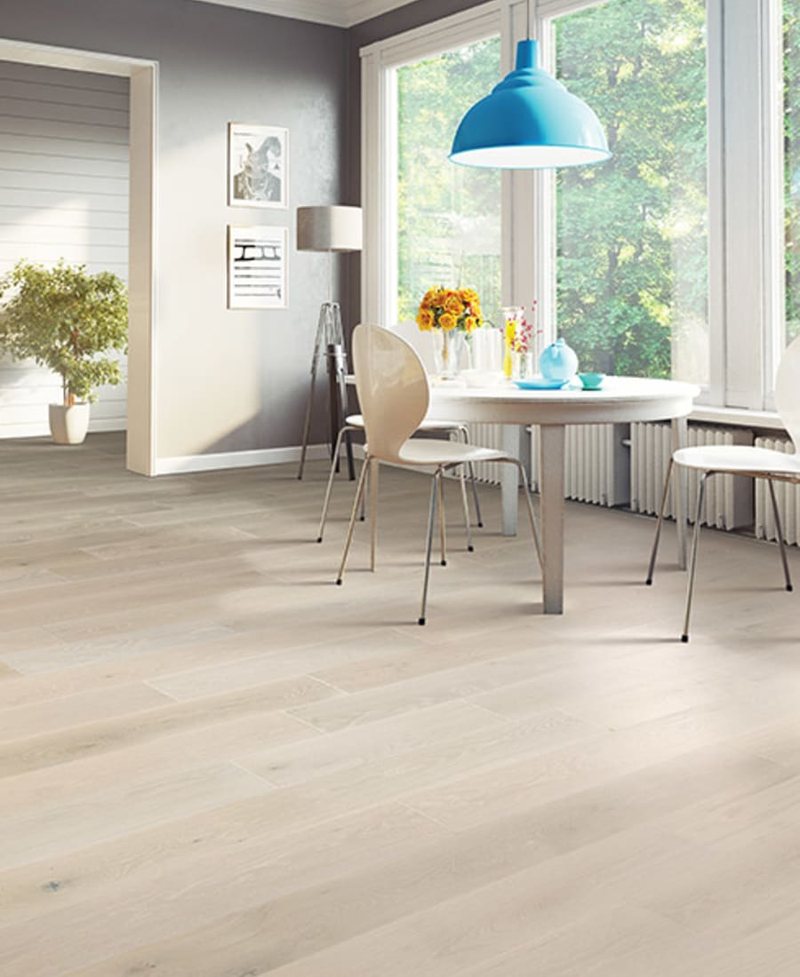 Engineered wood flooring in a dining room
